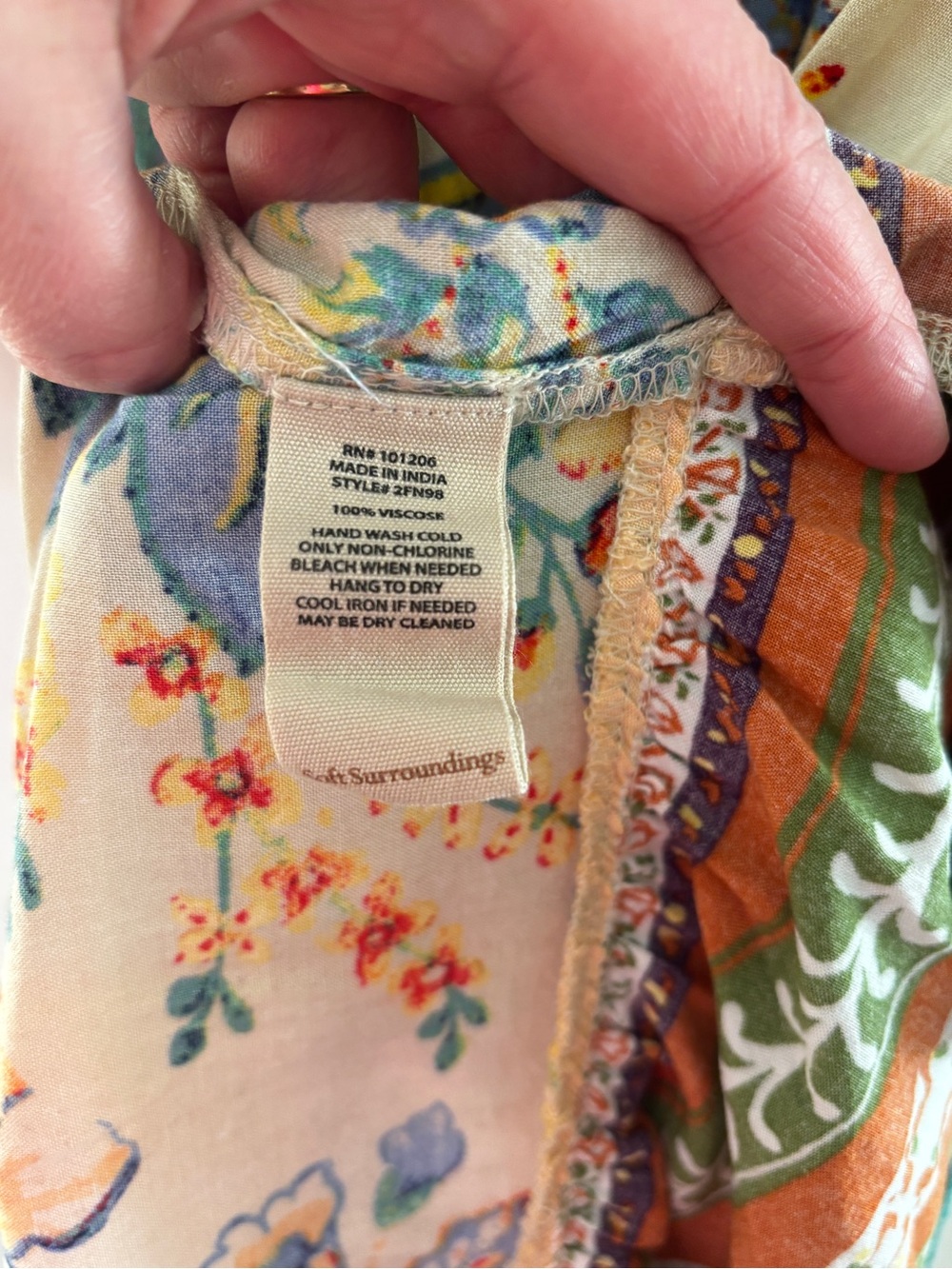 Soft Surroundings Tiered Maxi Dress Cream Floral Print Boho Cottagecore Large - Picture 6 of 7